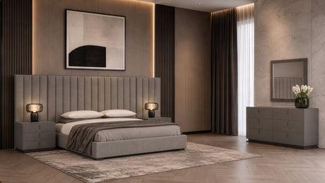 Queen Buckley - Grey & Black Stainless Steel Bedroom Set