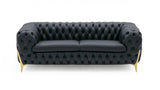 Divani Casa Bunzel - Modern Black Tufted Leather Sofa Set - VGBNSBL - 9168 - BLK - Home Elegance USA - 1