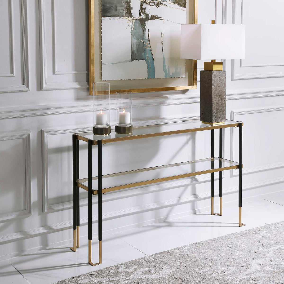 Kentmore Modern Console Table - Gold / Black by Uttermost - View 4