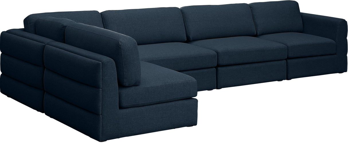 Beckham - Modular Sectional 5 Piece - Navy - Fabric | Home Elegance USA