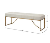 Swale Ivory Leather Bench - Beige by Uttermost - View 7