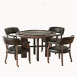 Gorman Dining and Game 5-Piece Set in Walnut Finish with Black Faux Leather Chairs