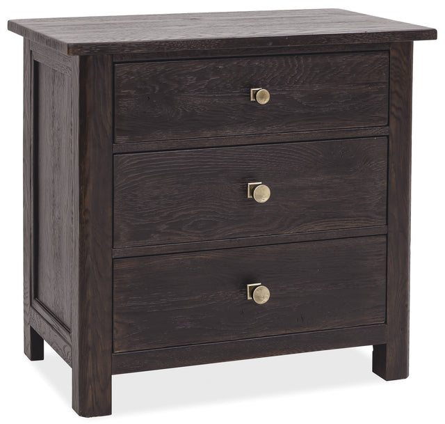 Driftwood Three-Drawer Nightstand Burnt Timber - Black by Hooker Furniture - View 1