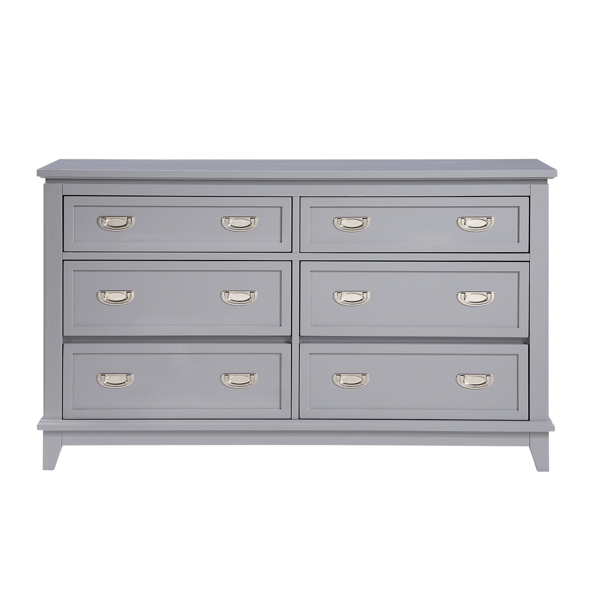 Gray Finish Dresser with 6 Drawers Wooden Modern Bedroom Furniture 1pc