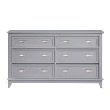 Gray Finish Dresser with 6 Drawers Wooden Modern Bedroom Furniture 1pc