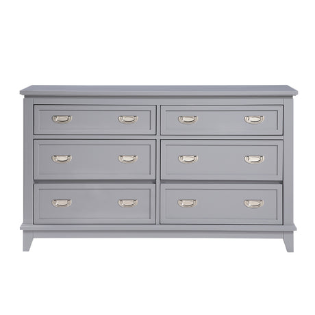 Gray Finish Dresser with 6 Drawers Wooden Modern Bedroom Furniture 1pc