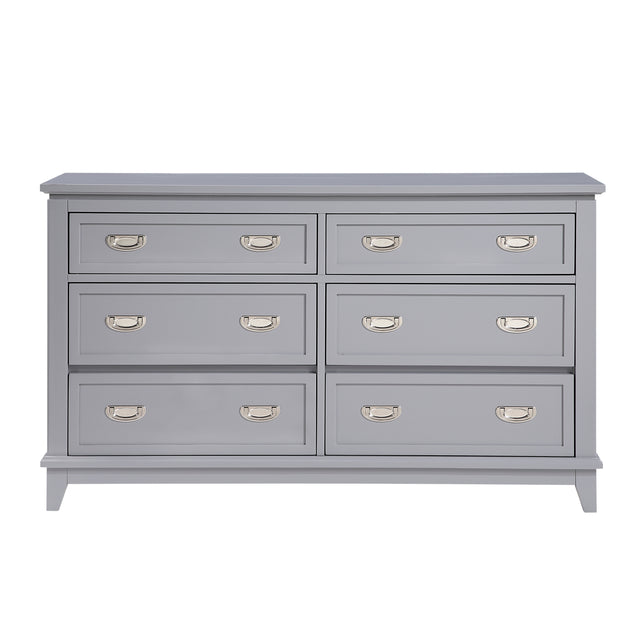 Gray Finish Dresser with 6 Drawers Wooden Modern Bedroom Furniture 1pc