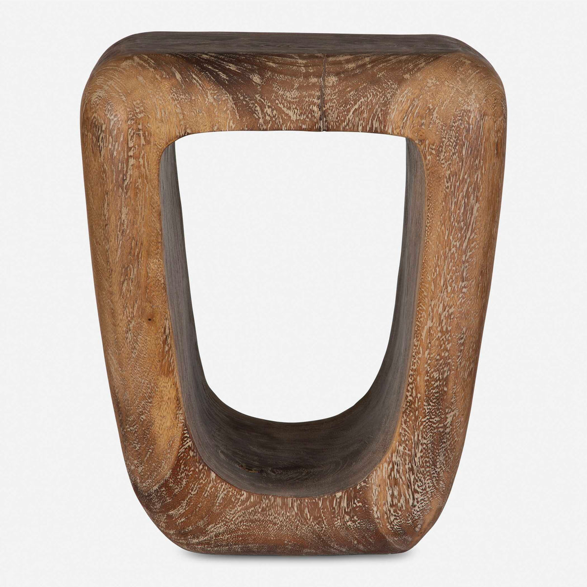 Loophole Bleached Wash Accent Stool - Dark Brown by Uttermost - View 2