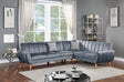 Contemporary 2-Pcs Sectional Set Living Room Furniture Dark Gray Velvet Couch Left Facing Sofa, Right Facing Loveseat Wedge Plush Cushion - sold by Home Elegance USA