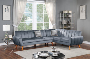 Contemporary 2-Pcs Sectional Set Living Room Furniture Dark Gray Velvet Couch Left Facing Sofa, Right Facing Loveseat Wedge Plush Cushion - sold by Home Elegance USA