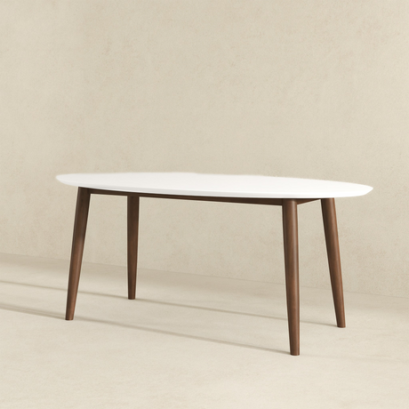 Ada Mid Century Modern Style Solid Wood White Top Oval Dining Table and 4 Side Chairs - sold by Home Elegance USA