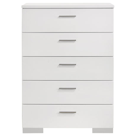 Dulcey White High Gloss 5-piece Eastern King Bedroom Set - sold by Home Elegance USA