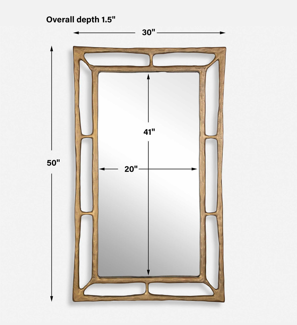 Felix Rectangle Mirror Brass - Bronze by Uttermost - View 7