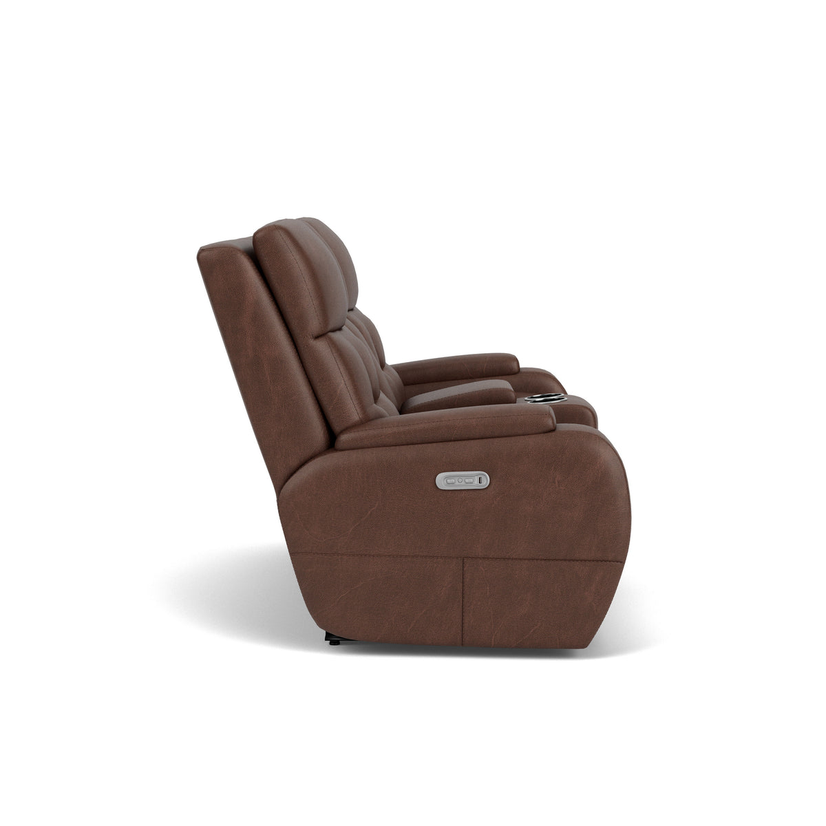 Strait Leather Power Reclining Loveseat With Console & Power Headrests | Flexsteel