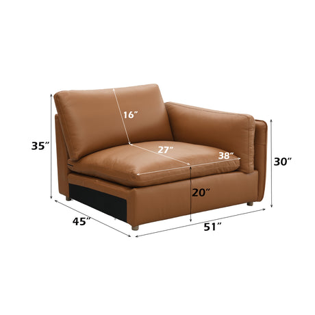 Brighton Brown Top Grain Leather 3 Pieces Modular Sectional - sold by Home Elegance USA