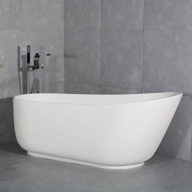 67 - inch solid surface soaking bathtub with overflow for bathroom - W161370501 - image - 1