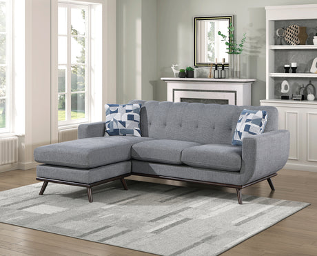 Solid Wood Reversible Sofa Chaise Gray Chenille Upholstered Decorative Pillows Mid-Century Modern Living Room Furniture 1pc - sold by Home Elegance USA