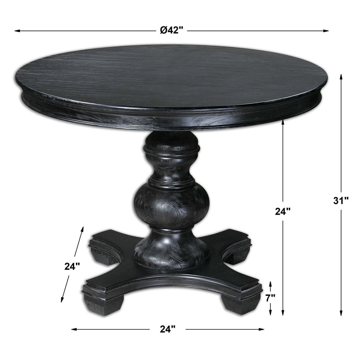Brynmore Wood Grain Round Table - Black by Uttermost - View 5