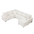 Cream Tweed Chenille Sectional Sofa with Pull-out Bed and Storage Ottoman, 112.2' for Living Room - sold by Home Elegance USA