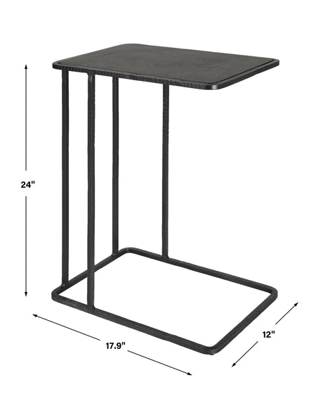 Cavern Stone & Iron Accent Table - Black by Uttermost - View 9