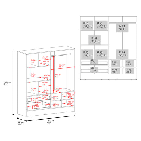 Armoire Ron, Bedroom, White - sold by Home Elegance USA