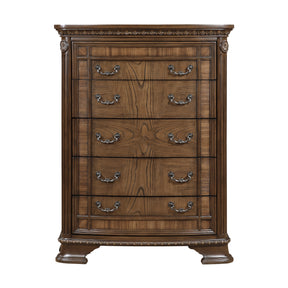Elegant Design Traditional Storage Chest with 5x Drawers Dark Brown Finish Wooden Formal Bedroom Furniture 1pc