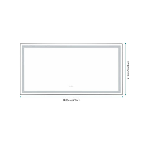 72 in. W x 36 in. H LED Single Bathroom Vanity Mirror in Polished Crystal Bathroom Vanity LED Mirror with 3 Color Lights Mirror for Bathroom Wall Smart Lighted Vanity Mirrors - W127253469 - image - 14