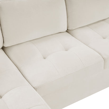 Modern U-shaped Sectional Sofa 115.7' with Built-in Cup Holders, Storage, USB Ports in Beige Chenille Fabric - sold by Home Elegance USA