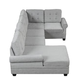 120" Modern U - Shaped Corner Sectional Sofa Upholstered Linen Fabric Sofa Couch for Living Room, Bedroom, Gray - SG001070AAE - image - 12