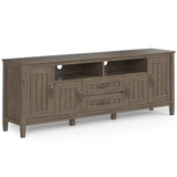 Lev 72 inch Wide Solid Wood TV Stand in Smokey Brown For TVs up to 80 inches