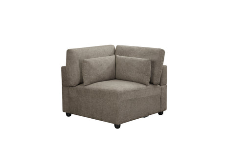 Rylie 5Pcs Brown Linen Modular Sectional Sofa with Toss Pillows - sold by Home Elegance USA