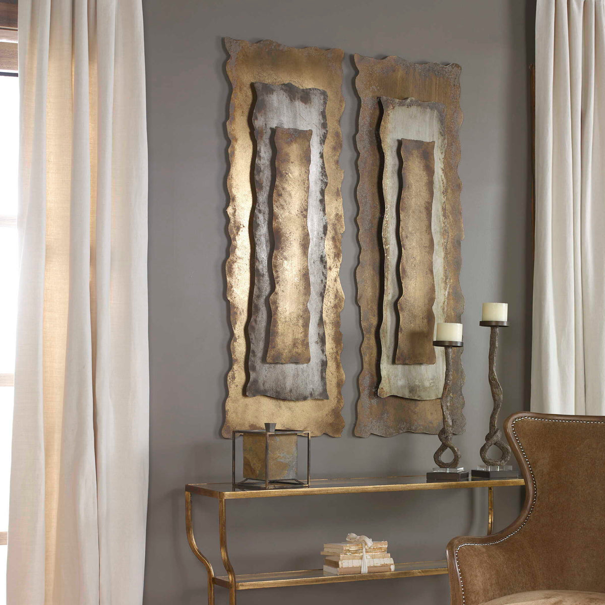 Jaymes Oxidized Panel - Gold / Light Brown by Uttermost - View 2