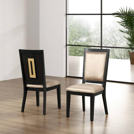 7pc Dining Set Contemporary Espresso Dining Table Glass Insert Top 6x Chairs Wooden Kitchen Dining Room Furniture - sold by Home Elegance USA