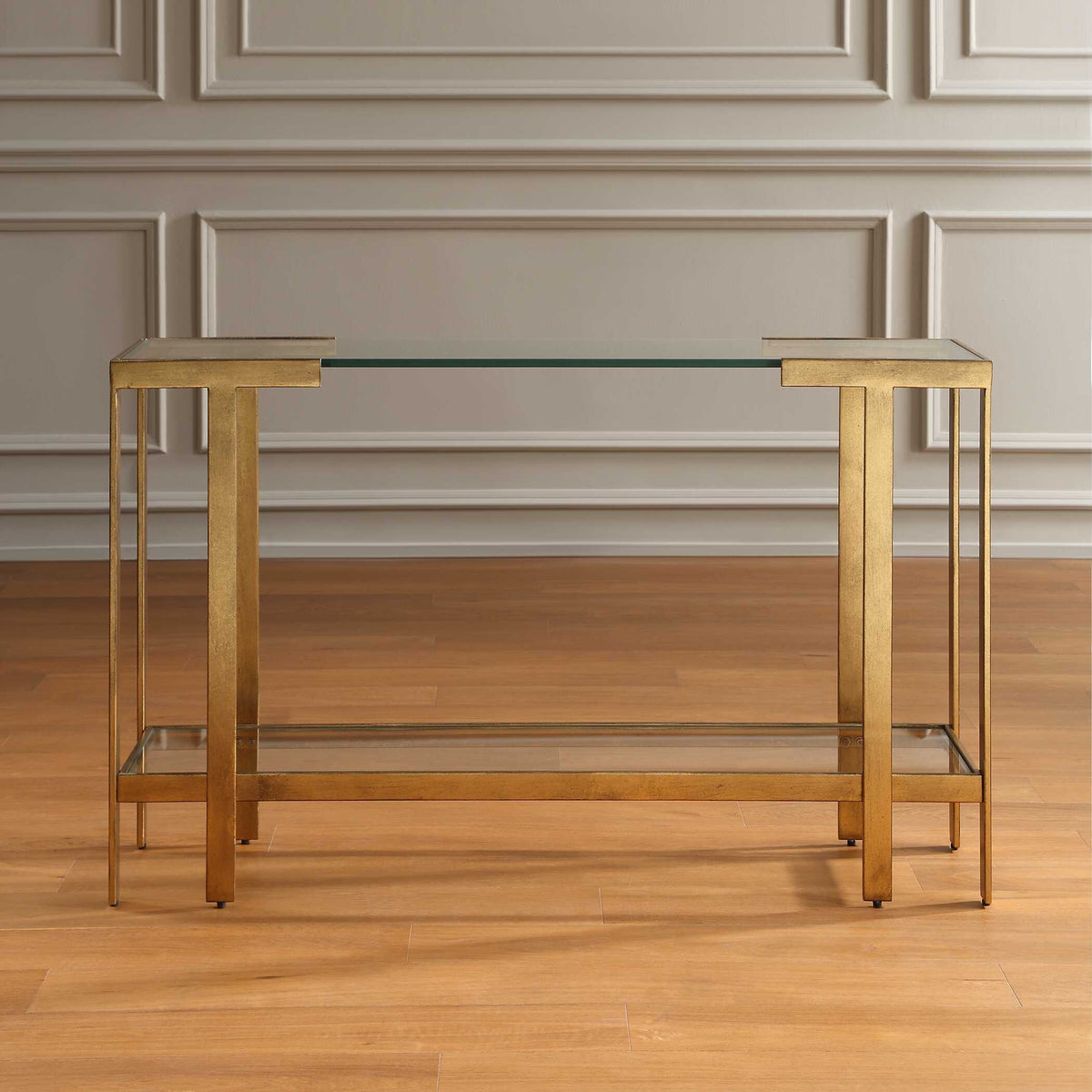 Kendrick Glass Console Table - Gold by Uttermost - View 7