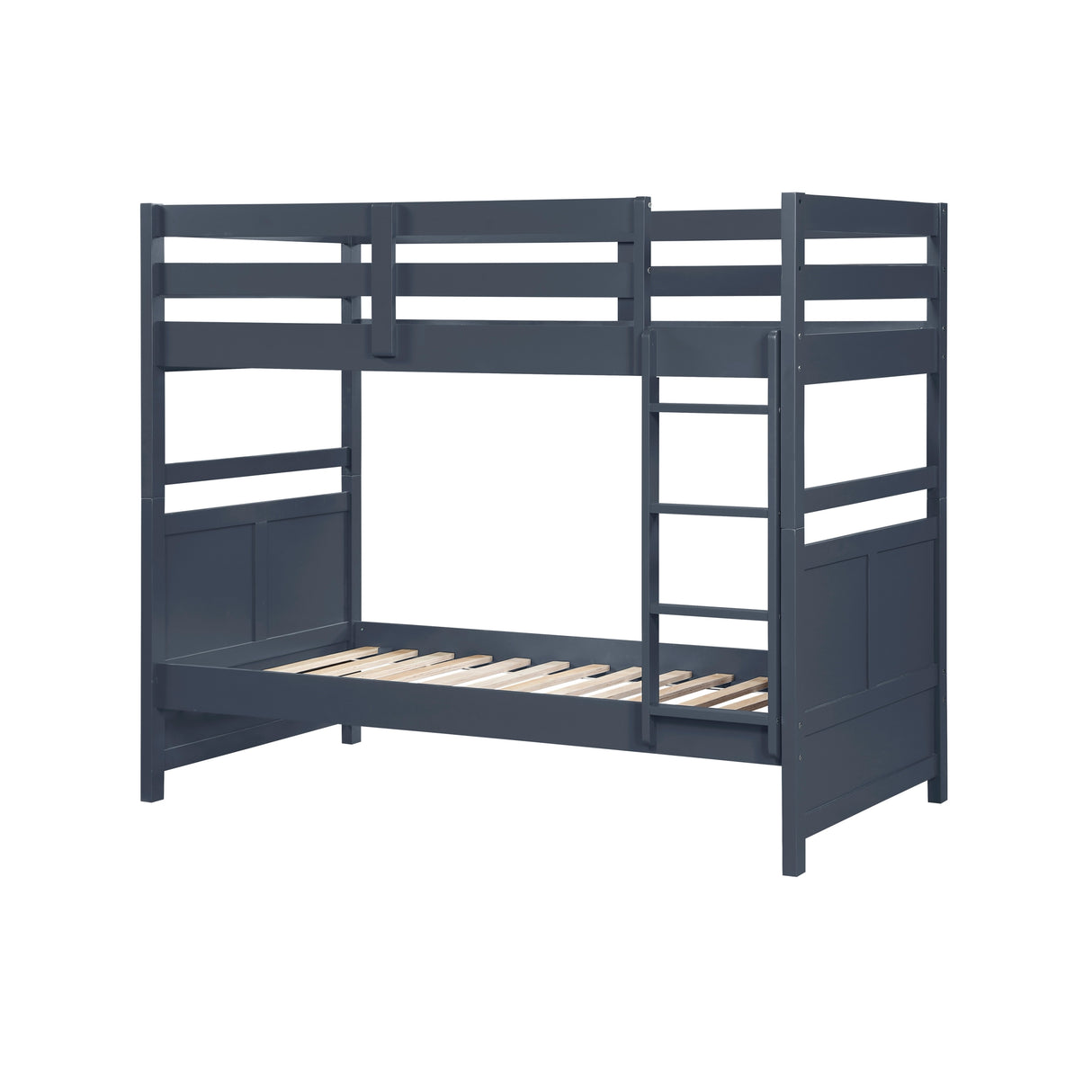Bunk Bed Twin Over Twin Navy Blue Finish Sturdy Wood Frame Guard Rails Youth Bedroom Furniture 1pc - sold by Home Elegance USA