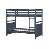Bunk Bed Twin Over Twin Navy Blue Finish Sturdy Wood Frame Guard Rails Youth Bedroom Furniture 1pc - sold by Home Elegance USA