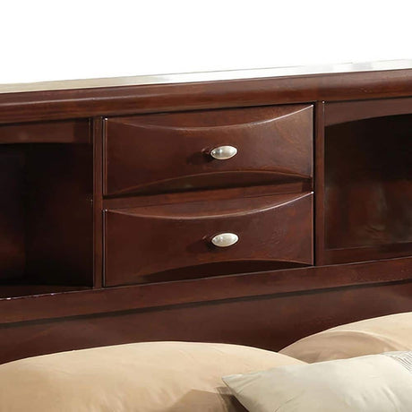 Contemporary Queen Size Bed 2x Nightstands Headboard Bookcase Cherry Color 3pc Set Bedroom Furniture - sold by Home Elegance USA
