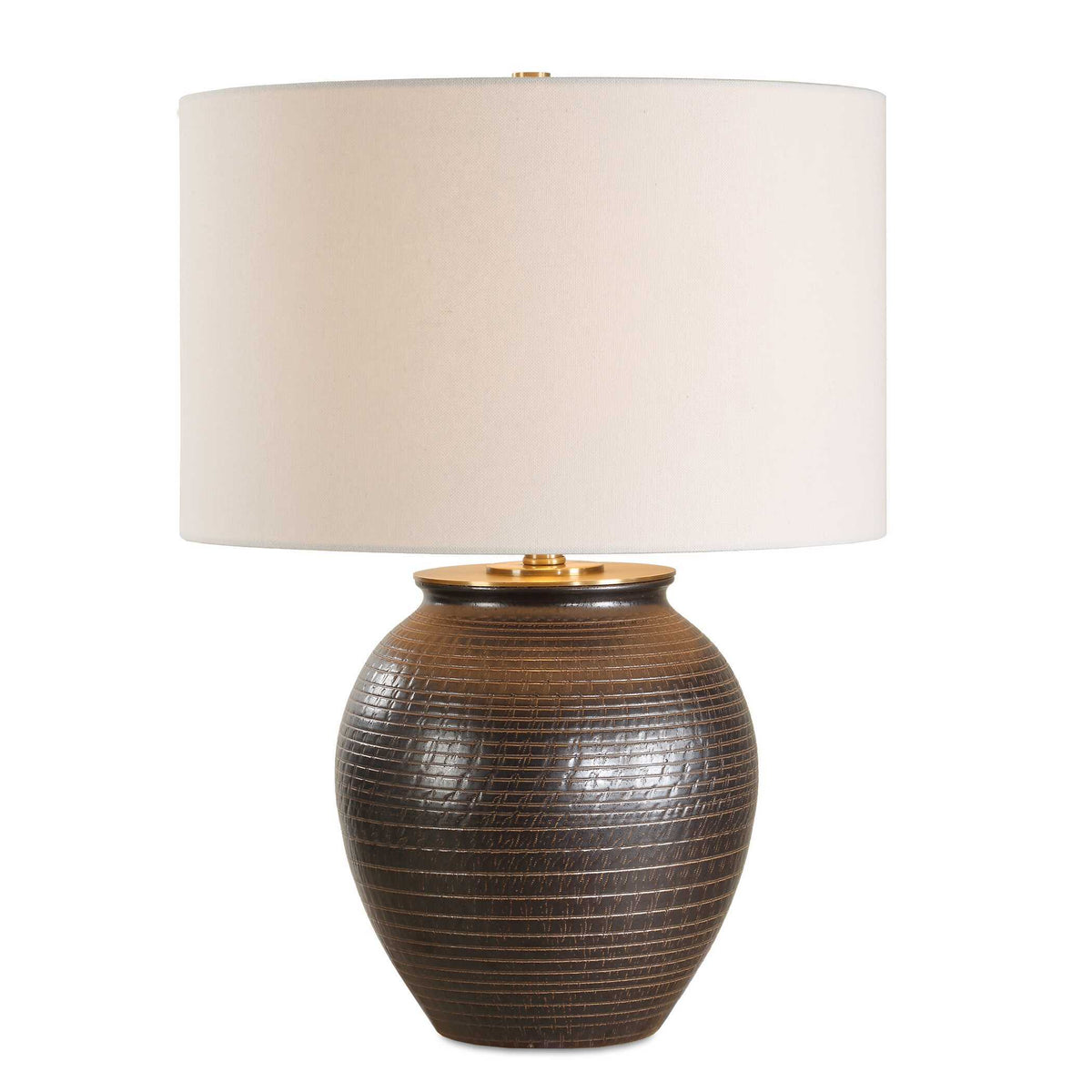 Hawkins Ribbed Table Lamp Bronze - Black by Uttermost - View 1