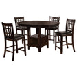 Danford Espresso Wood Counter Height Dining Set with Black Upholstered Stools, 5-Piece