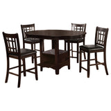 Danford Espresso Wood Counter Height Dining Set with Black Upholstered Stools, 5-Piece