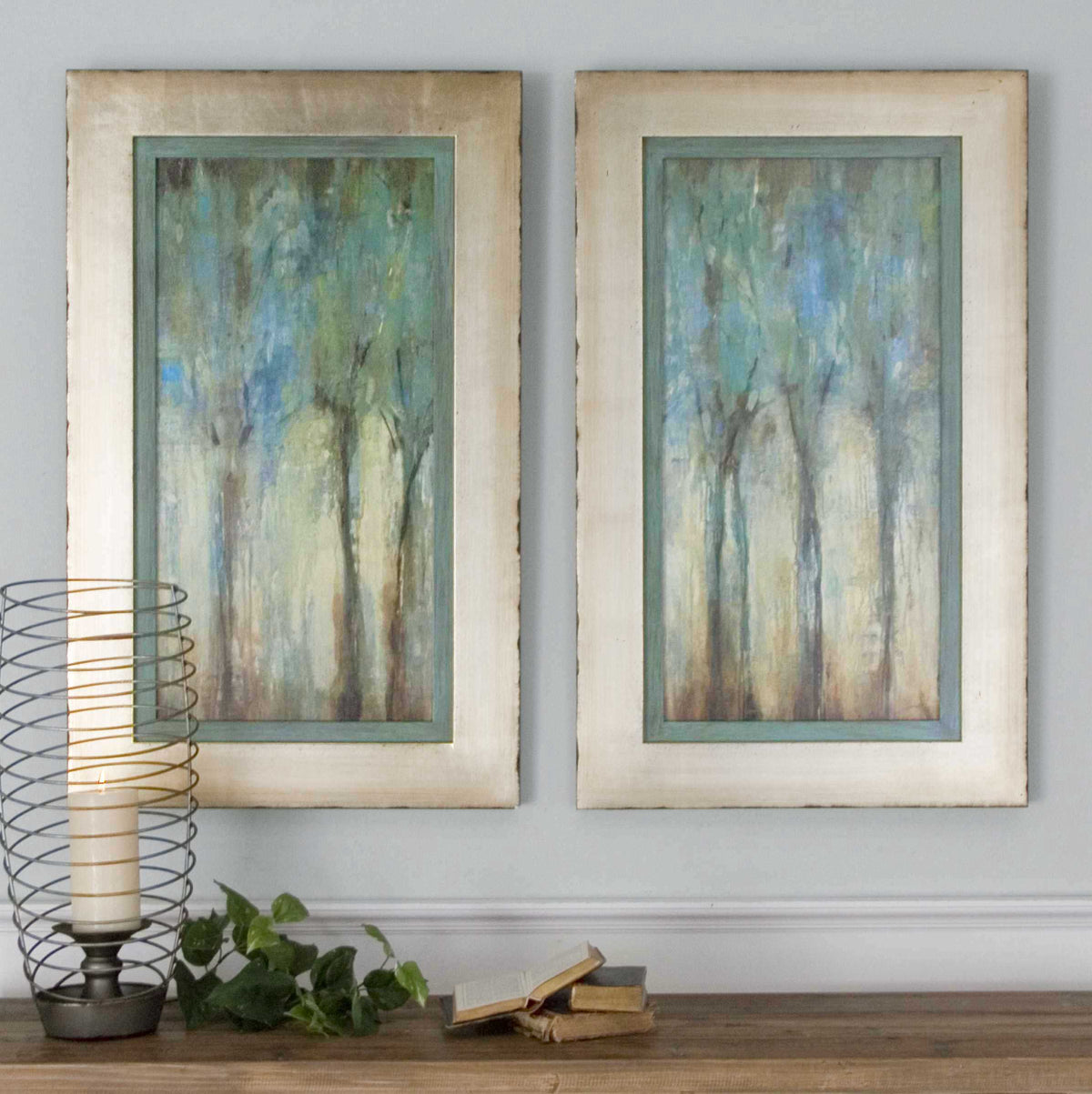 Whispering Wind Framed Art (Set of 2) - Blue / Light Brown by Uttermost - View 2