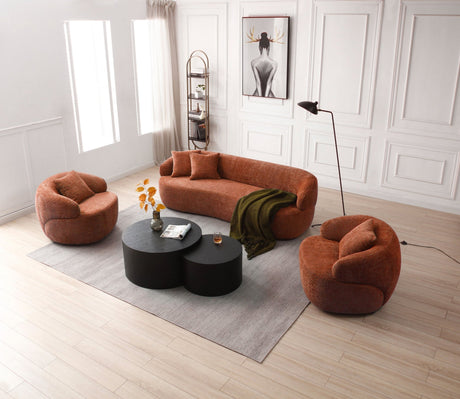 360° Swivel Mid Century Modern Curved Sofa, 1 - Seat Cloud couch Boucle sofa Fabric Couch, Orange - W87691481 - image - 7