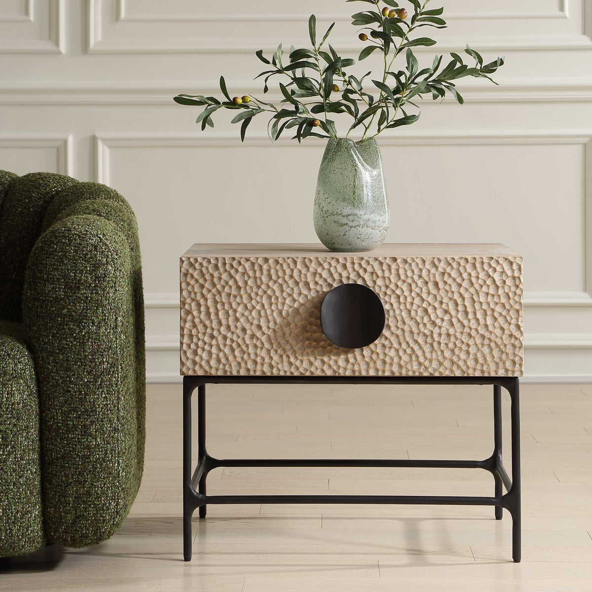 Lunar Wooden Side Table Black / Woodtone - Light Brown by Uttermost - View 2