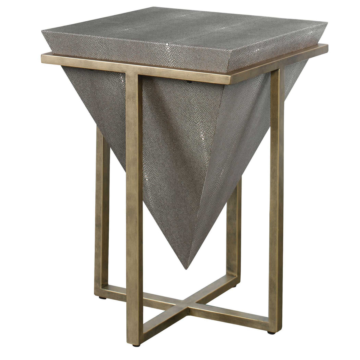 Bertrand Shagreen Accent Table Dark Gray & Gold - Dark Gray / Gold by Uttermost - View 3