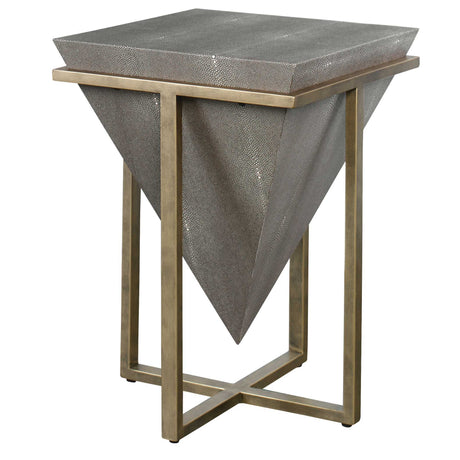 Bertrand Shagreen Accent Table Dark Gray & Gold - Dark Gray / Gold by Uttermost - View 3