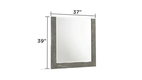 Elara Queen 5-Piece Set – Two-Tone High-Gloss Marble & Lacquer Finish with LED Lighting, Metal-Finished Legs, Spacious Storage- Gray (CA Inventory) - sold by Home Elegance USA