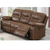 Brown Breathable Leatherette Manual Motion Sofa with Metal Reclining Mechanism and Pine Frame | Home Elegance USA