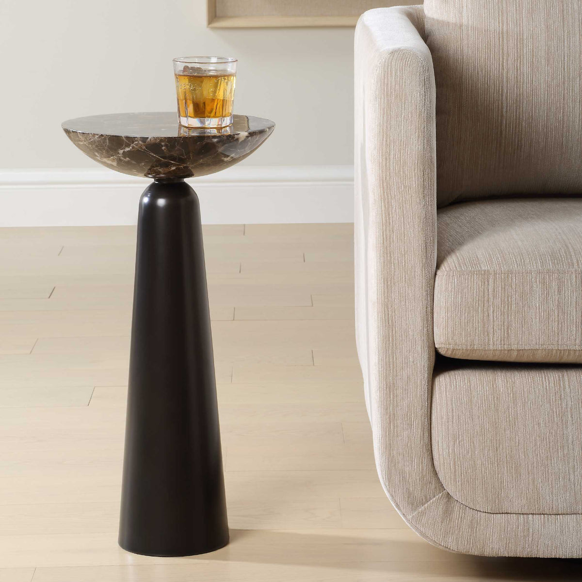Hastings Marble Accent Table - Dark Brown by Uttermost - View 2