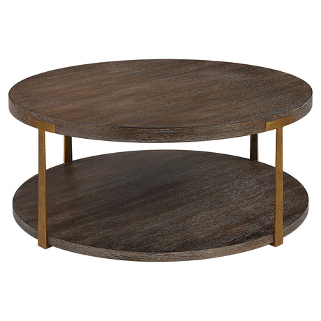 Palisade Round Wood Coffee Table - Dark Brown by Uttermost - View 1