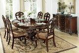Homelegance Deryn Park Round/Oval Extendable Dining Table Set in Cherry Finish with Gold Tipping – 2243-76 Collection - Home Elegance USA